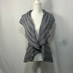 Valerie Bertinelli XL Gray Knit Vest Sleeveless Open Front Cardigan